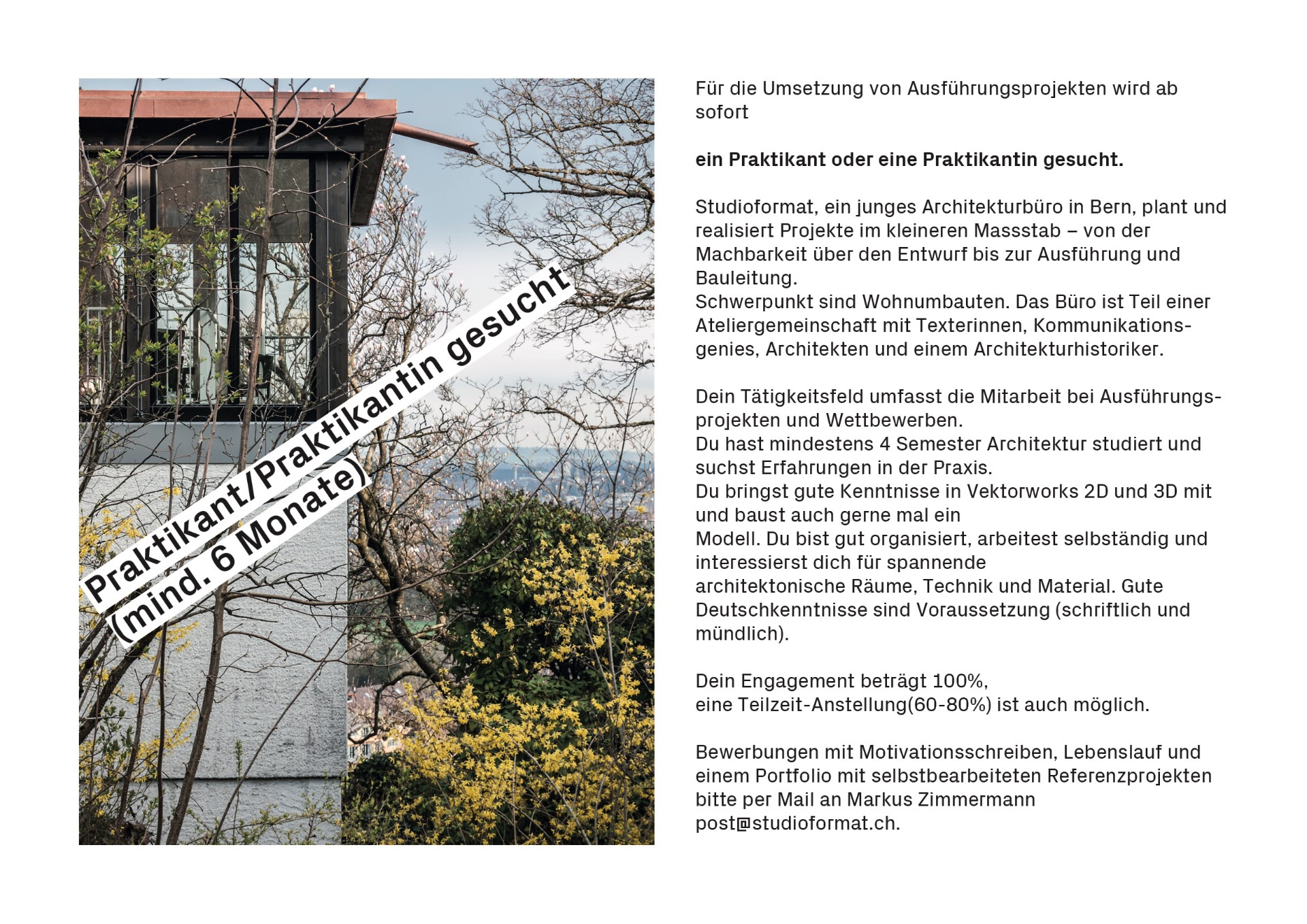 Praktikant/Praktikantin gesucht